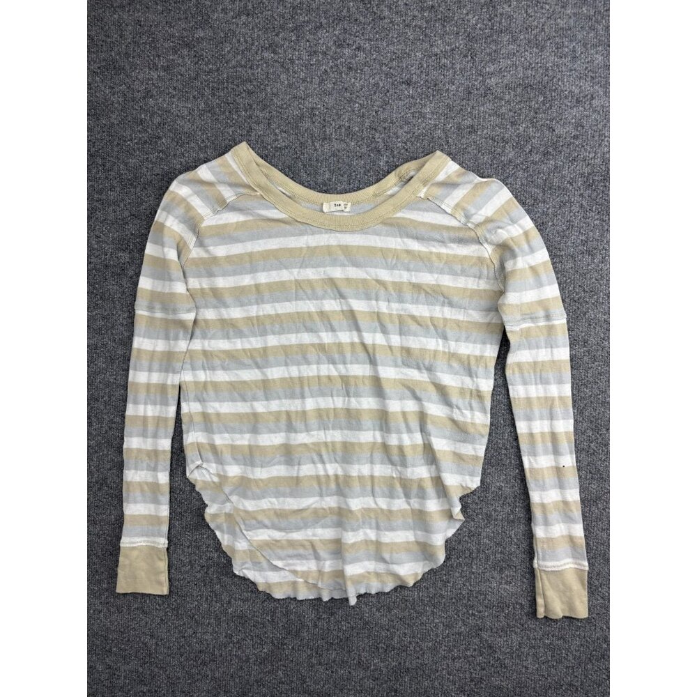 Tna Shirt Womens XXS Beige Striped Raglan Long Sleeve Lightweight Tee Top